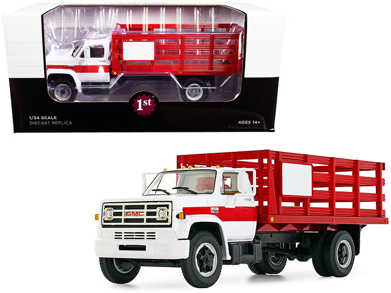 GMC 6500 Stake  White Diecast Model Stake Truck 