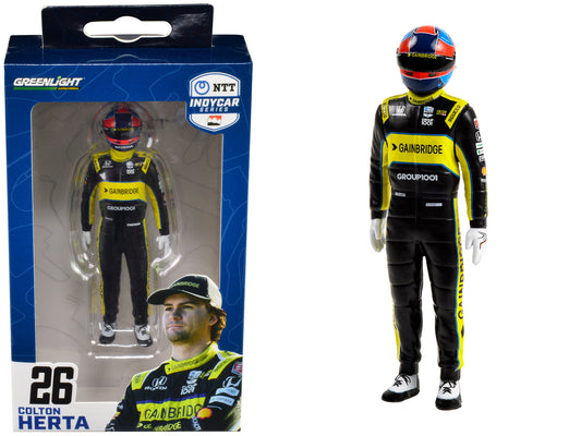 Brand new 1/18 scale of "NTT IndyCar Series" #26 Colton Herta Driver Figure "Gainbridge - Andretti Autosport" for 1/18 scale models by Green