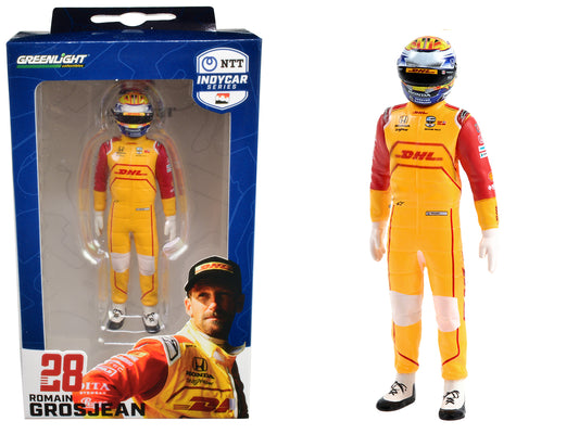 Brand new 1/18 scale of "NTT IndyCar Series" #28 Romain Grosjean Driver Figure "DHL - Andretti Autosport" for 1/18 scale models by Greenligh