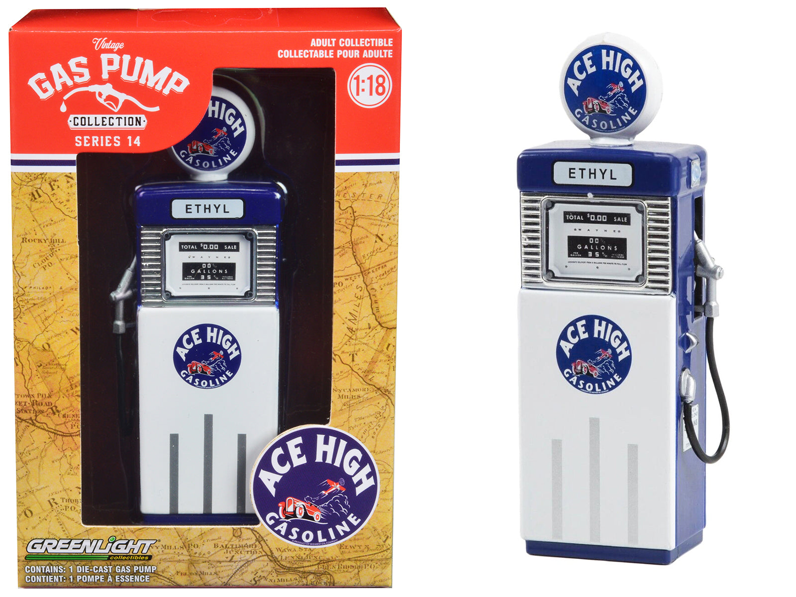 1951 Wayne 505 Gas White Diecast Model Gas Pump 