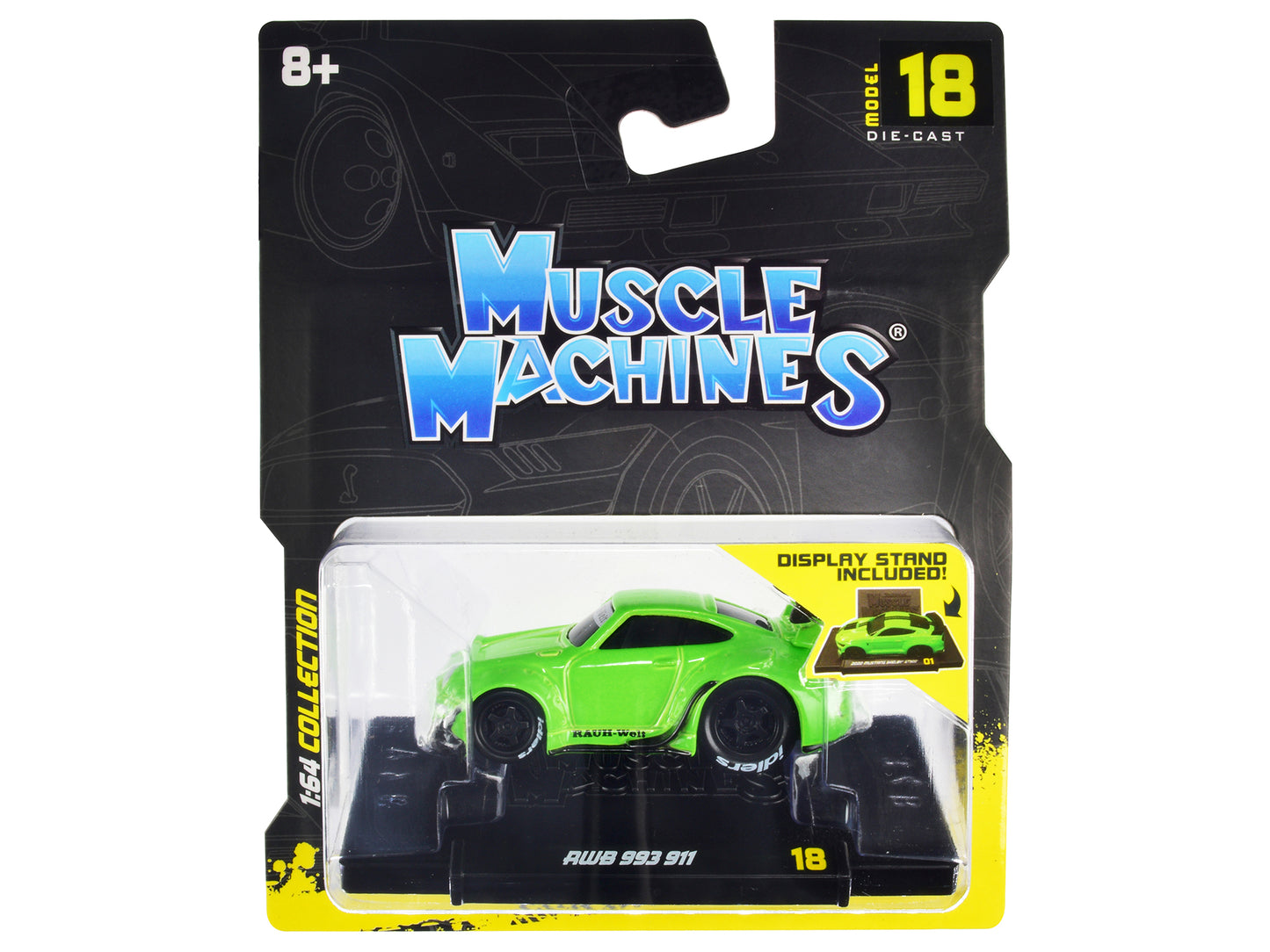 Brand new 1/64 scale diecast car model of RWB 911 993 Bright Green "RAUH-Welt BEGRIFF" die cast model car by Muscle Mach