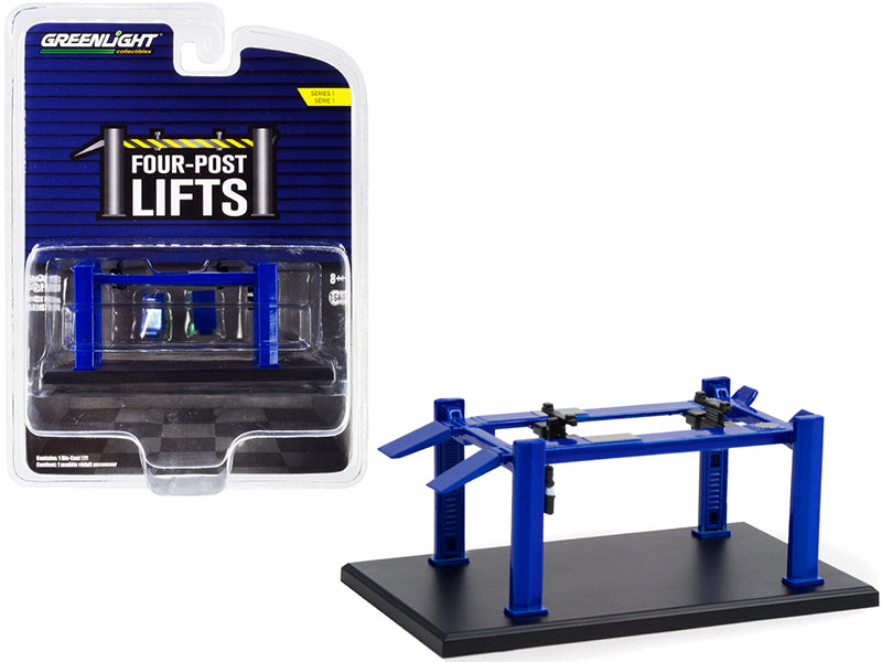 Adjustable Four Post Lift Blue Diecast Model Automotive Lift 