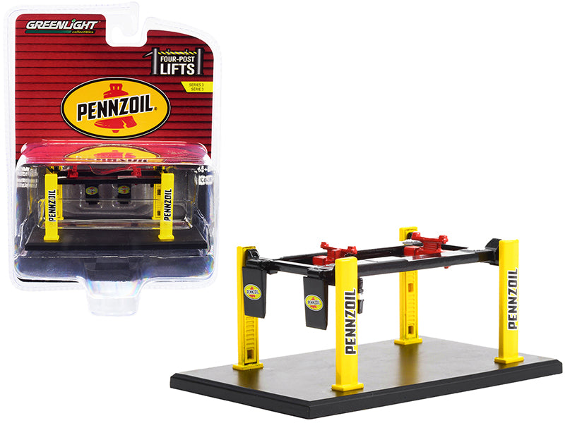 Adjustable Four Post Lift Black Diecast Model Automotive Lift Pennzoil