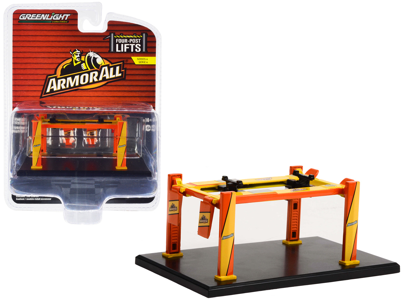 Adjustable Four Post Lift Orange Diecast Model Automotive Lift ArmorAll