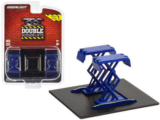 Double Scissor Blue Diecast Model Automotive Lift 