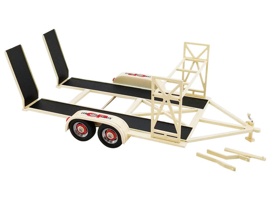 Brand new 1/18 scale diecast model of Tandem Car Trailer with Tire Rack Beige "Holman Moody - Competition Proven" die ca