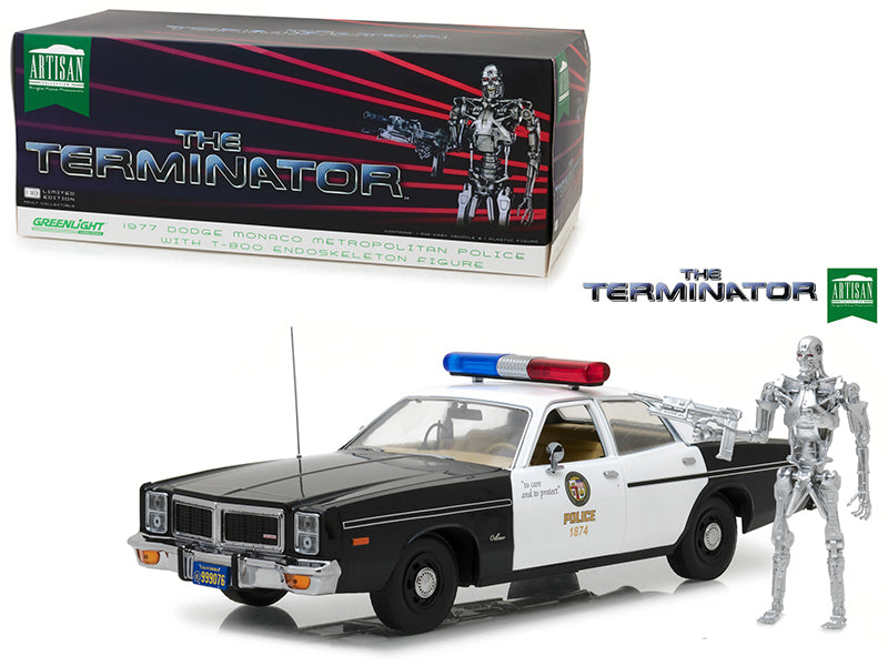 1977 Dodge Monaco Metropolitan Black & White Diecast Model Car The Terminator (1984)