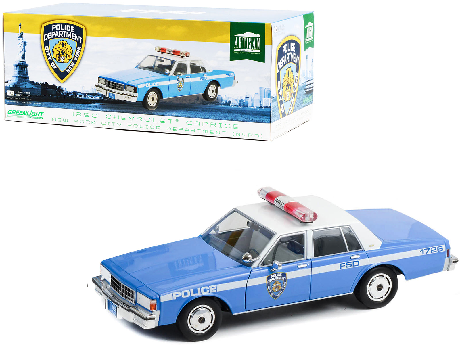 1990 Chevrolet Caprice Police Blue Diecast Model Car 