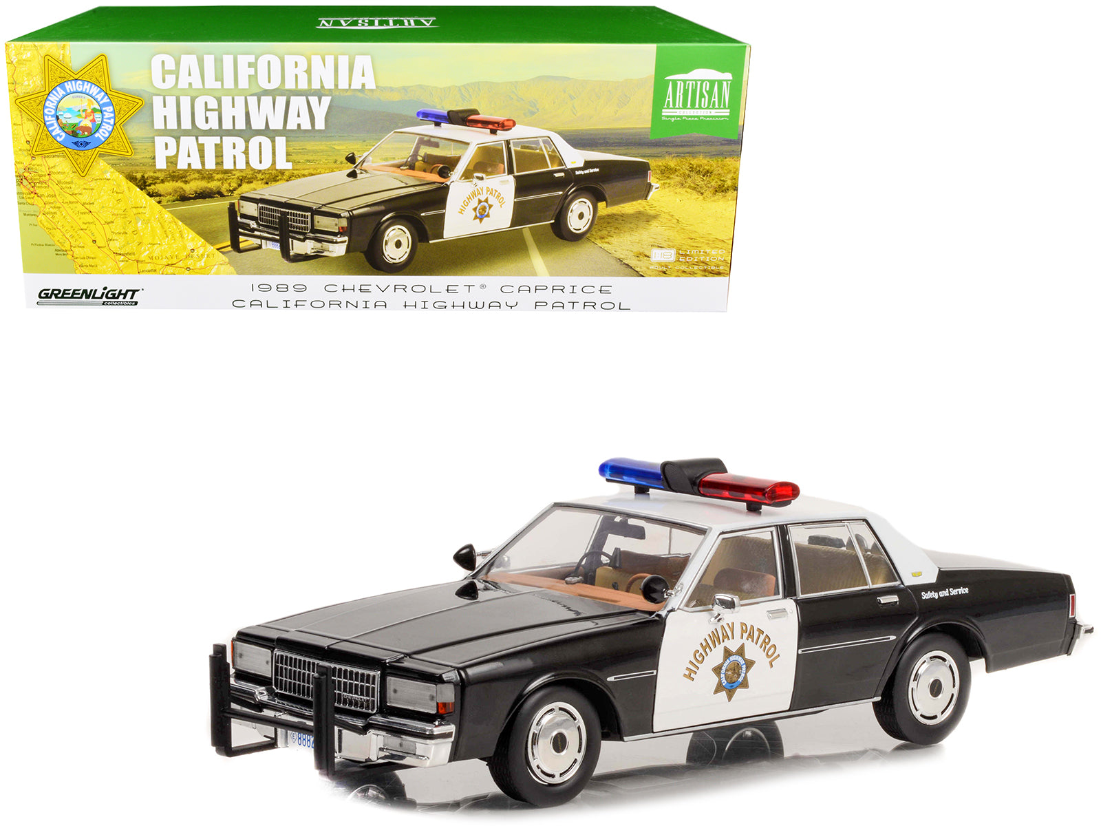 1989 Chevrolet Caprice Police Black & White Diecast Model Car 