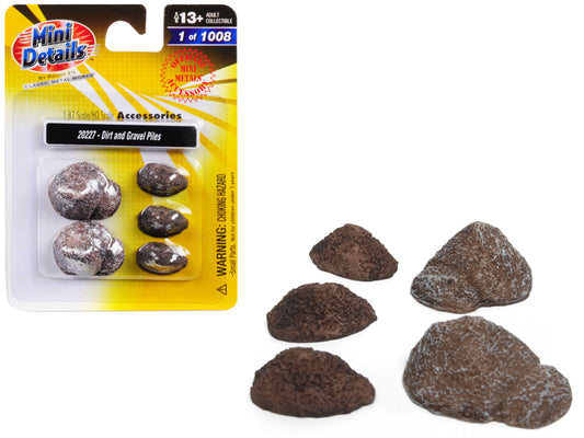 Brand new 1/87 scale of Dirt and Gravel Piles 5 piece Accessory Set for 1/87 scale models by Classic Metal Works.
Brand