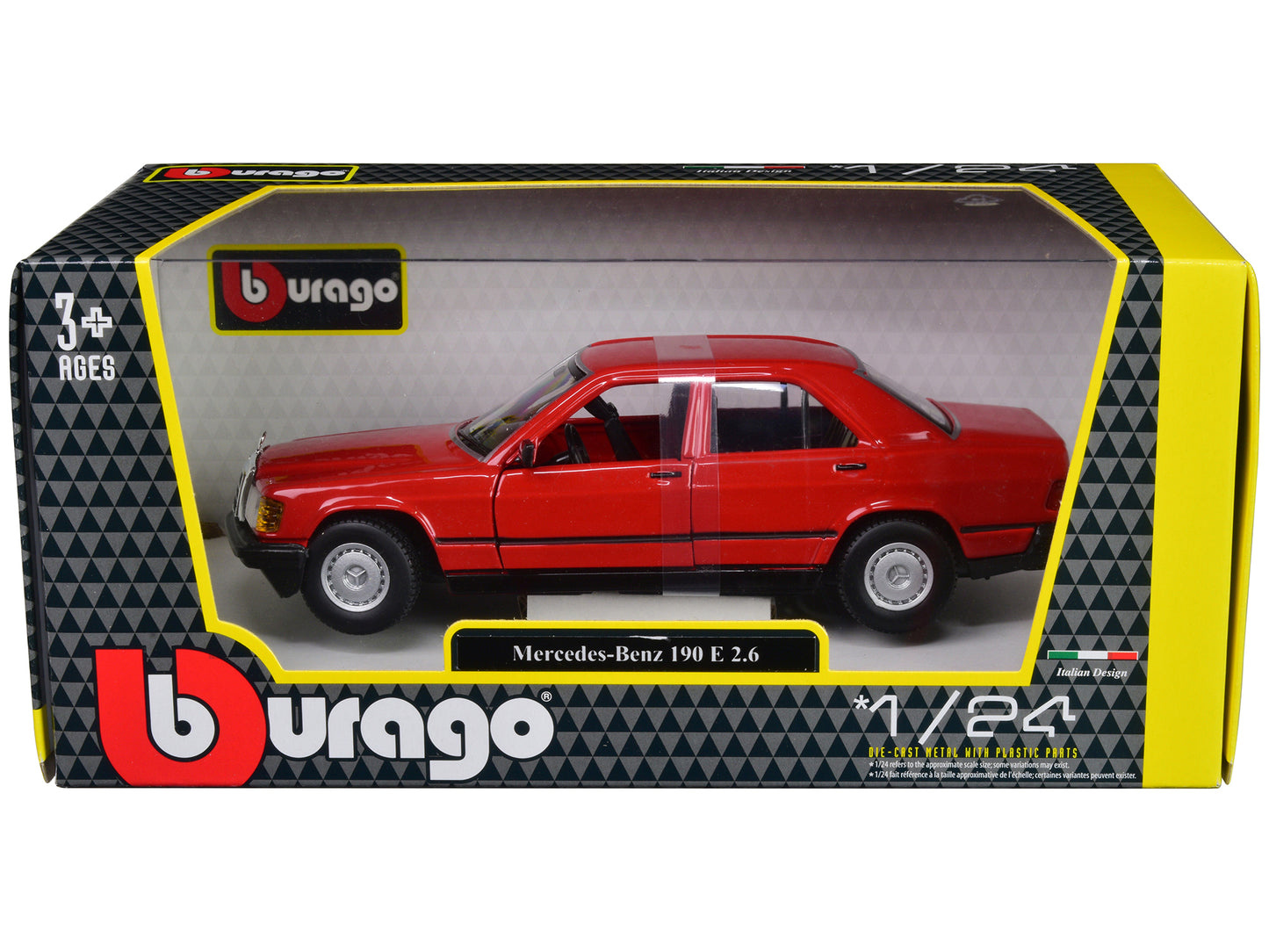 Brand new 1/24 scale diecast car model of Mercedes-Benz 190 E 2.6 Red die cast model car by Bburago.
Brand new box.
Re