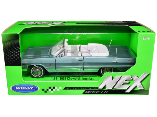 1963 Chevrolet Impala Convertible Blue Diecast Model Car 