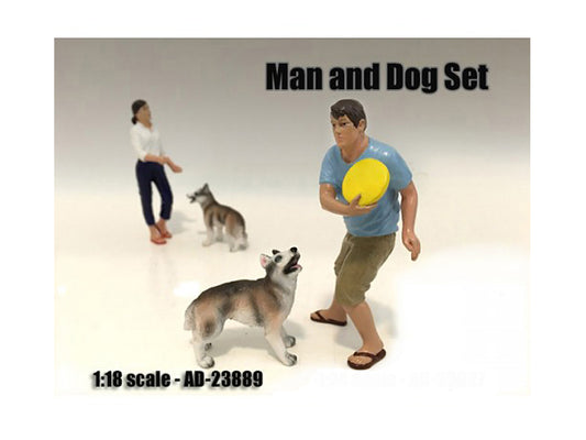 2 Piece Set of   Model Man & Dog Figures 