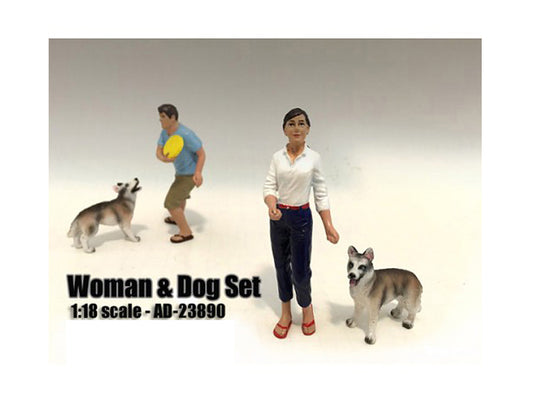 Figurine 2 Piece set of    Model Woman & Dog 