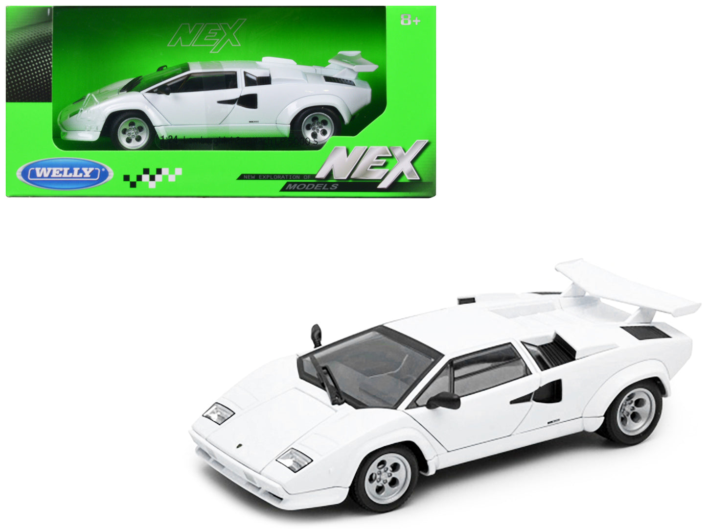 Brand new 1/24 scale diecast car model of Lamborghini Countach LP 5000 S White "NEX Models" Series die cast model car by