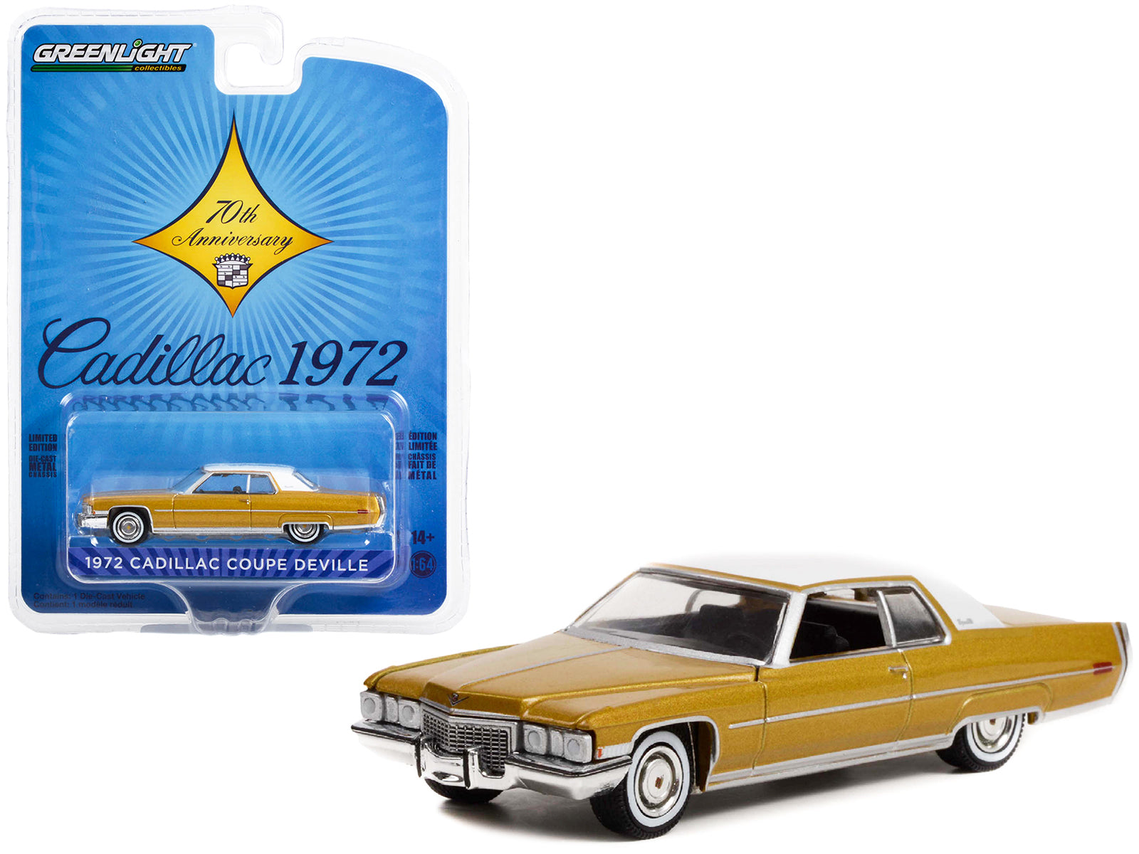 1972 Cadillac Coupe DeVille Gold Diecast Model Car 