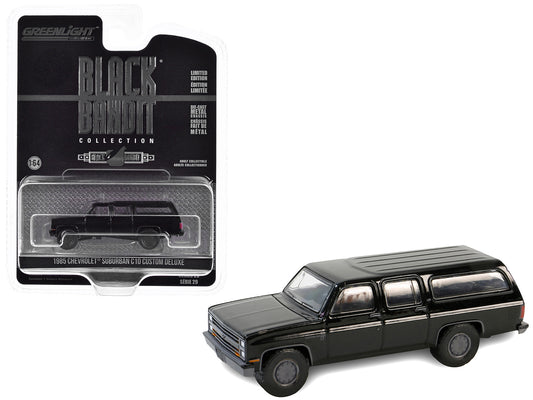 Brand new 1/64 scale diecast car model of 1985 Chevrolet Suburban C10 Custom Deluxe Black "Black Bandit" Series 29 die c