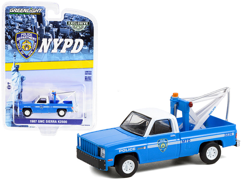 1987 GMC Sierra K2500 Blue Diecast Model Tow Truck 