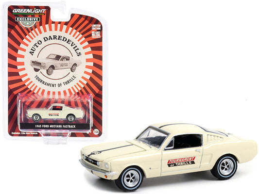 1965 Ford Mustang Fastback Cream Diecast Model Race Car 