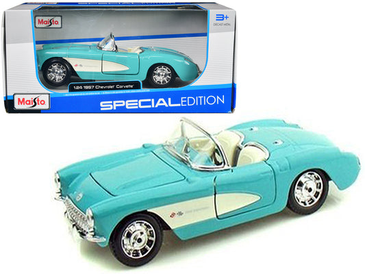 1957 Chevrolet Corvette Convertible Turquoise Diecast Model Car 