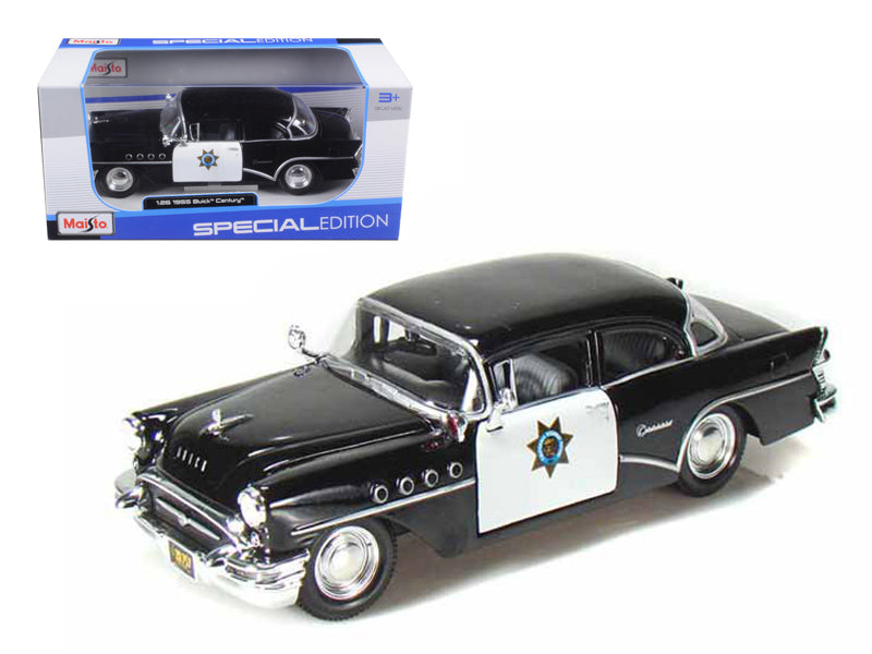 1955 Buick Century Police Black & White Diecast Model Car 