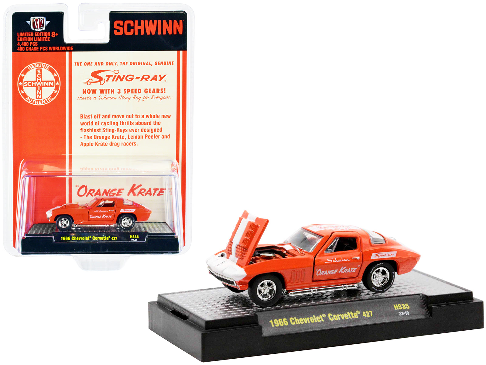 1966 Chevrolet Corvette 427 Orange Diecast Model Race Car 