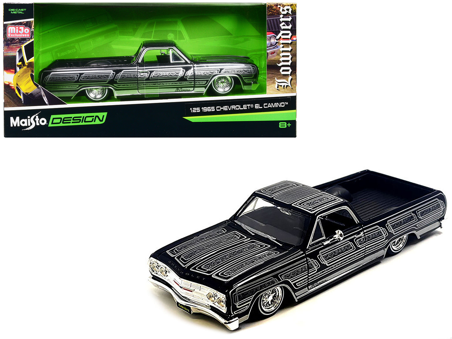 1965 Chevrolet El Camino Black Diecast Model Car Lowriders