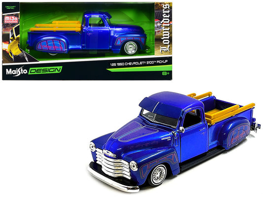 1950 Chevrolet 3100  Blue Diecast Model Pickup Truck Lowriders