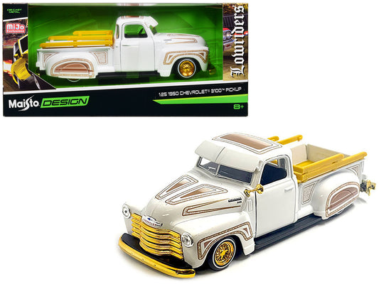 1950 Chevrolet 3100  White Diecast Model Pickup Truck Lowriders