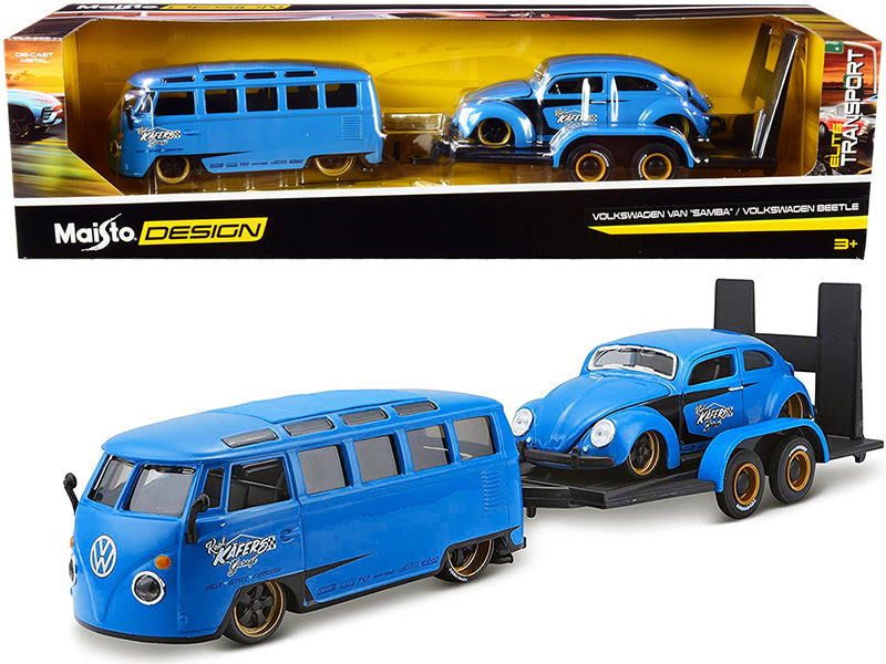 VolkswagenSamba w Blue Diecast Model Van 