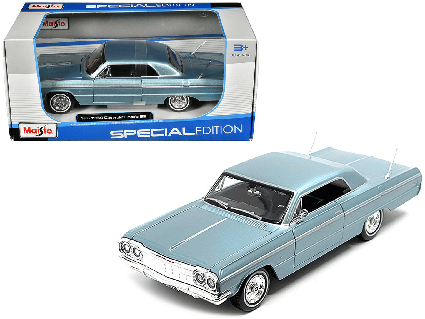 1964 Chevrolet Impala SS  Blue Diecast Model Car 