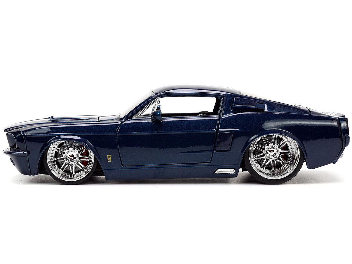 Brand new 1/24 scale diecast car model of 1967 Ford Mustang Shelby GT500 Dark Blue Metallic with White Stripes "Bigtime 