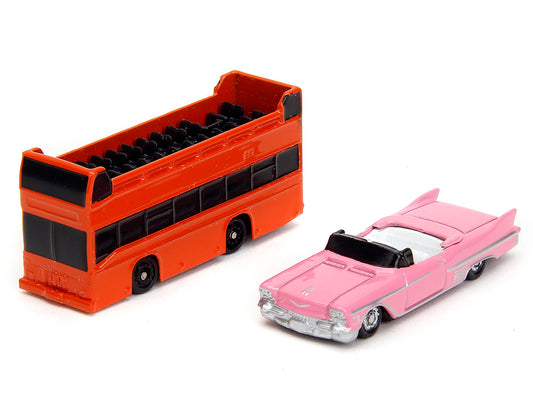  Convertible & Bus Pink  Model Diorama Set 