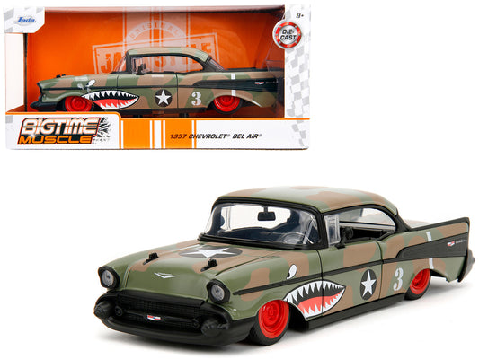 1957 Chevrolet Bel Air Camouflage Diecast Model Race Car 