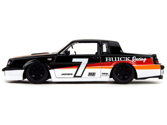 Brand new 1/24 scale diecast model car of 1987 Buick GBrand National #7 "Buick Racing" Black and White with Stripes "Big