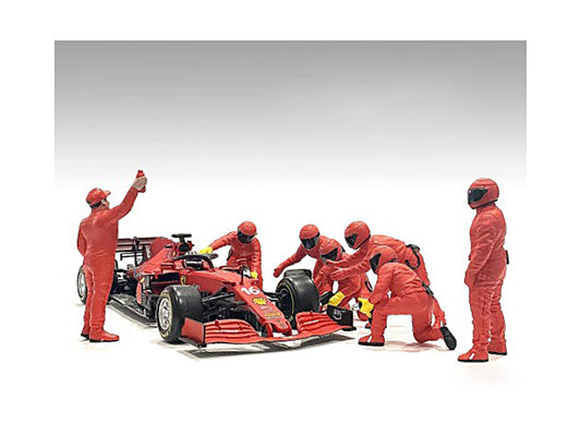 Race Day 7 Piece Set of   Model F1 Pit Crew Figure 