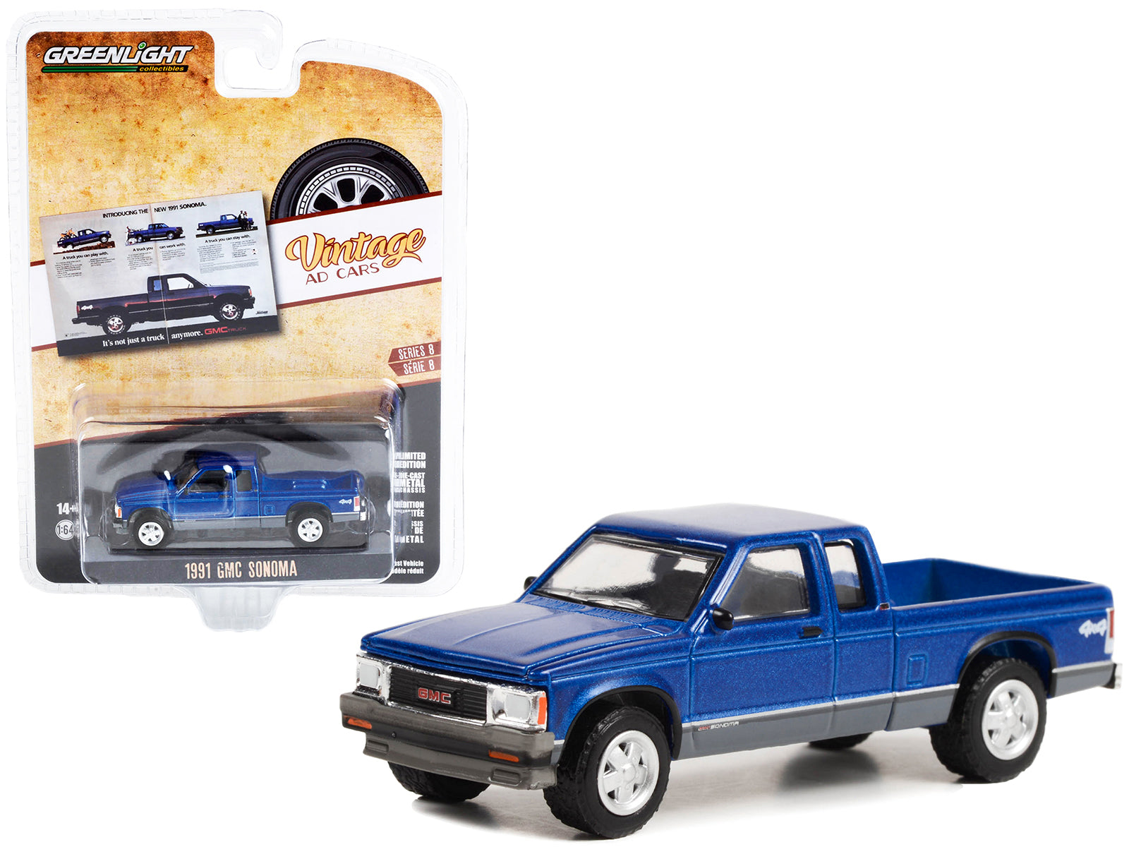 1991 GMC Sonoma  Blue Diecast Model Pickup Truck 