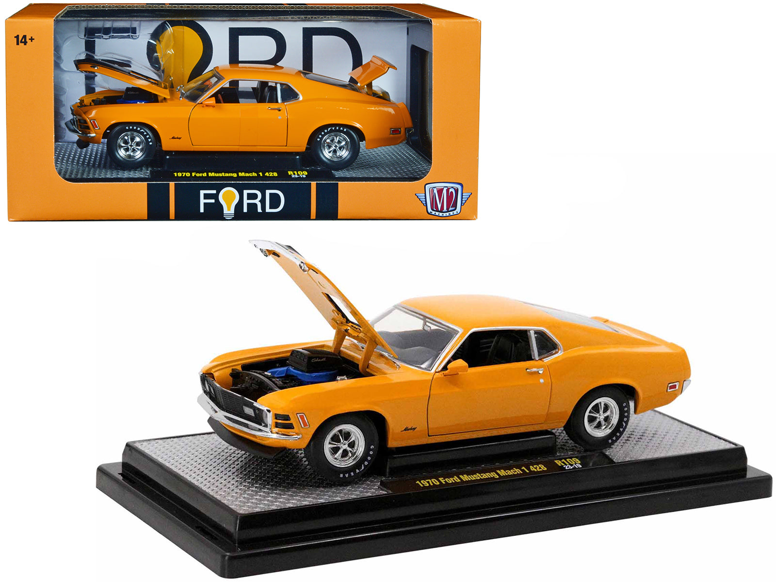 1970 Ford Mustang Mach Orange Diecast Model Car 