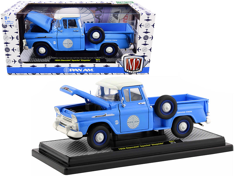 1958 Chevrolet Apache Stepside Blue Diecast Model Pickup Truck 