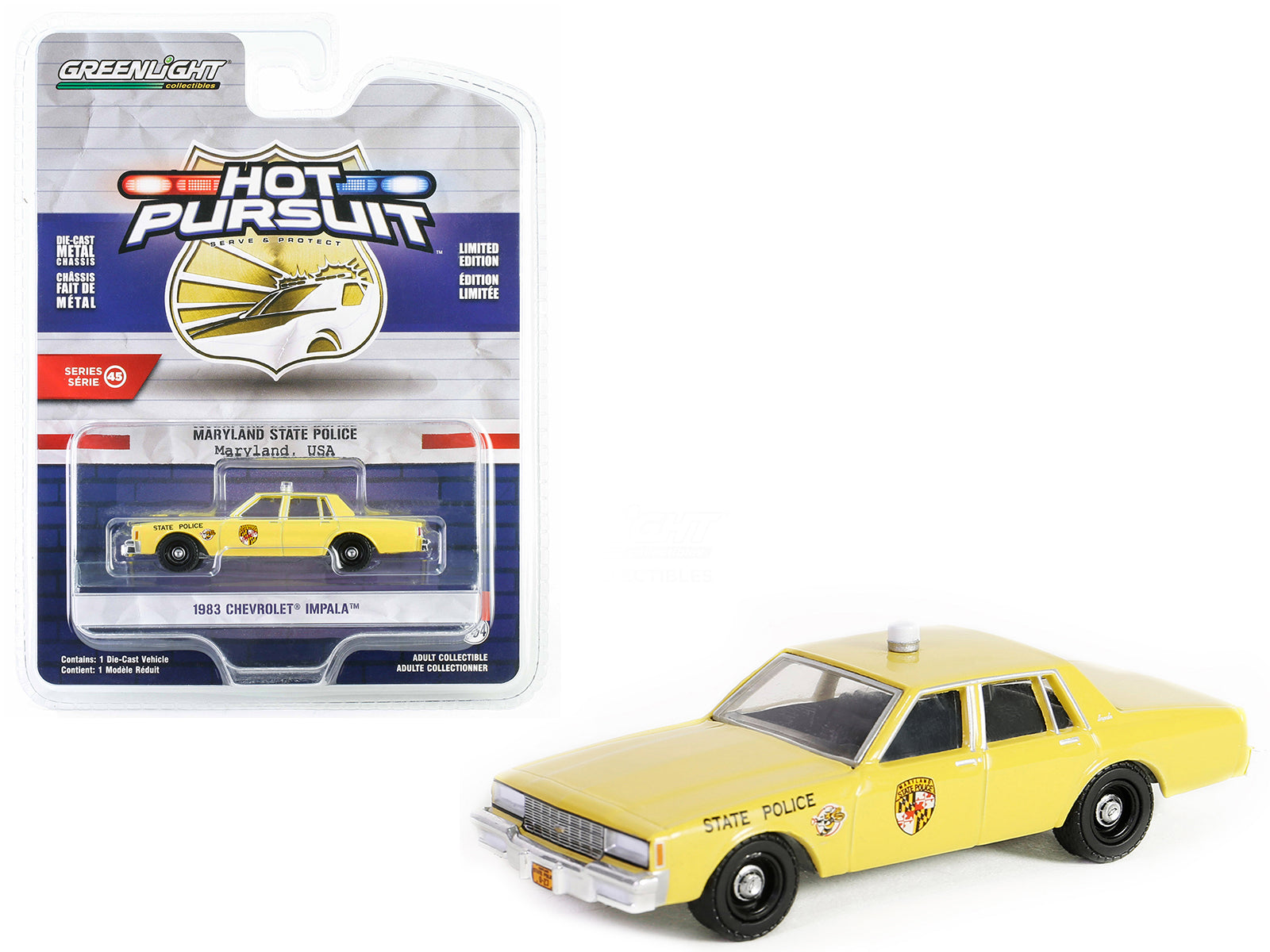 1983 Chevrolet Impala  Yellow Diecast Model Car 