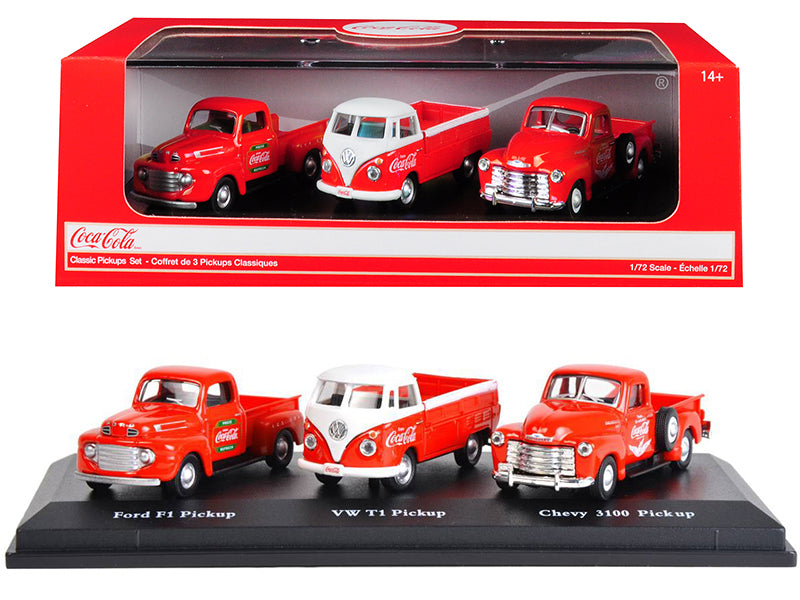 3 Piece Coca Cola Gift Set of  Diecast Model Pickup Truck Coca-Cola