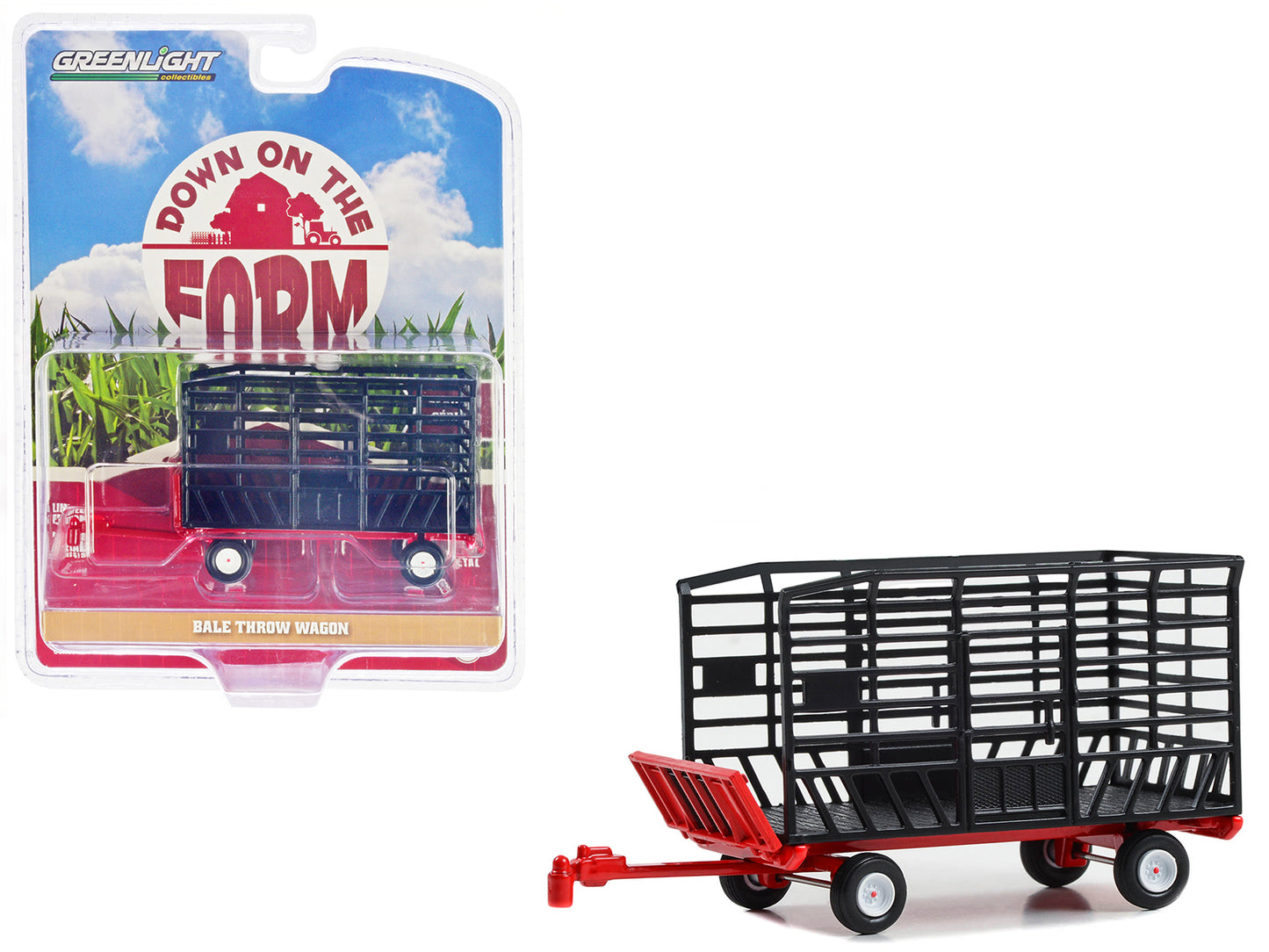 Down on the Farm Black Diecast Model Bale Throw Wagon Farm Equipment