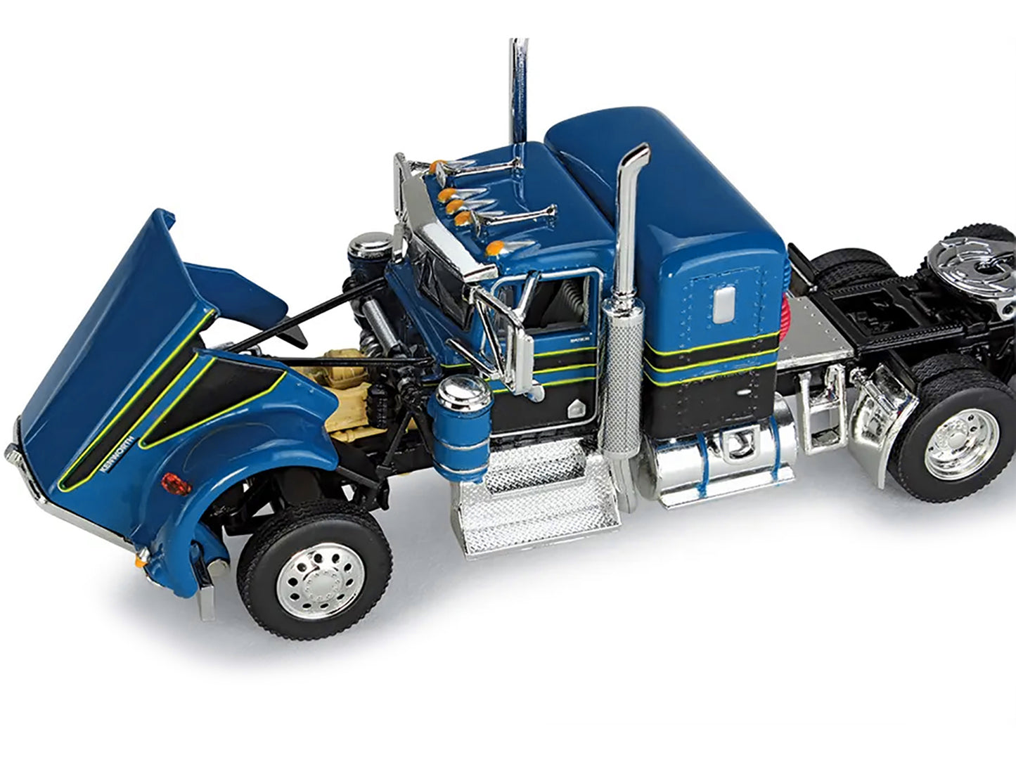 Kenworth W900A w Sleeper Blue Diecast Model Tractor Trailer 