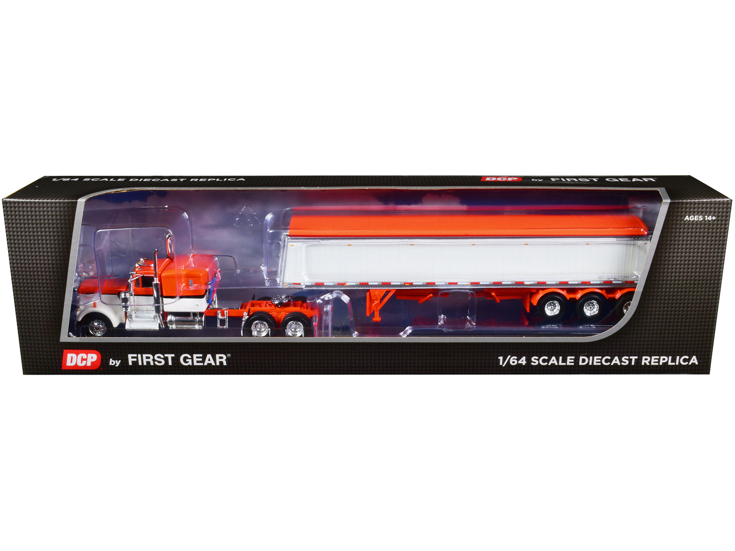 Kenworth W900A w 60 Orange Diecast Model Tractor Trailer 