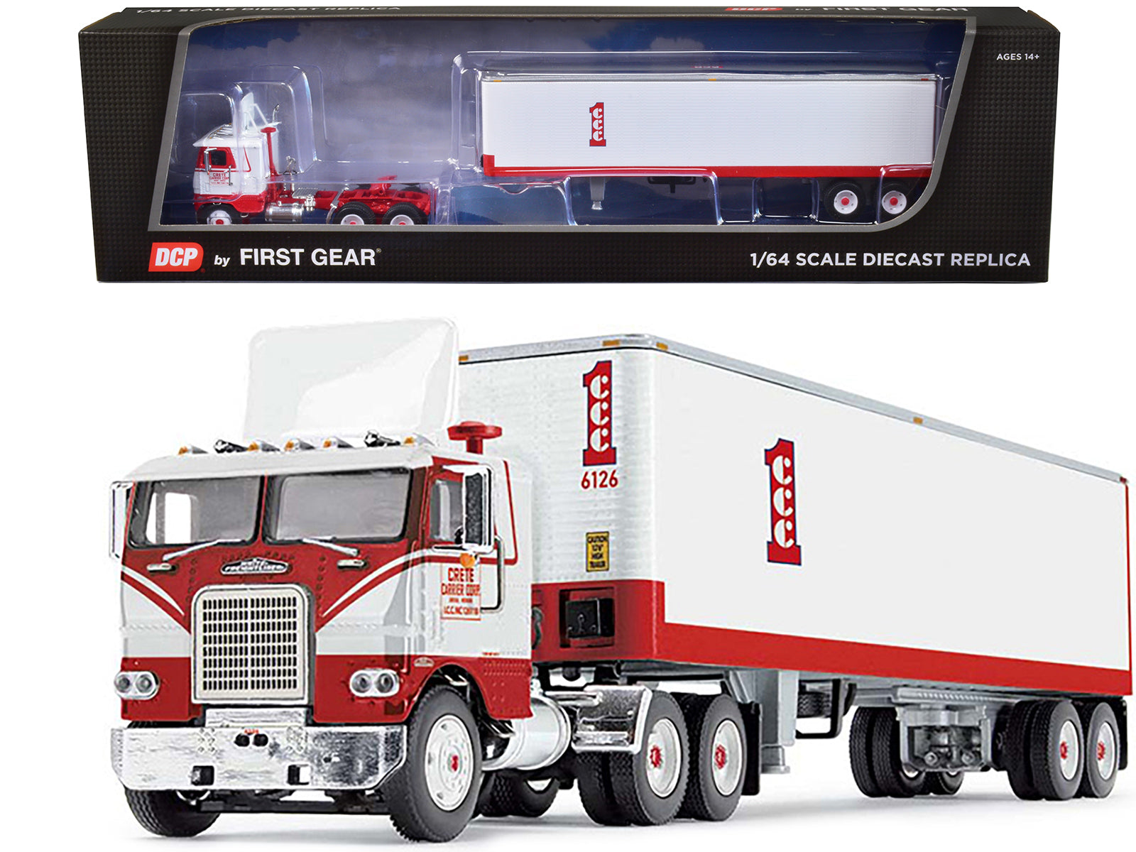 Freightliner COE w Vintage White Diecast Model Tractor Trailer 