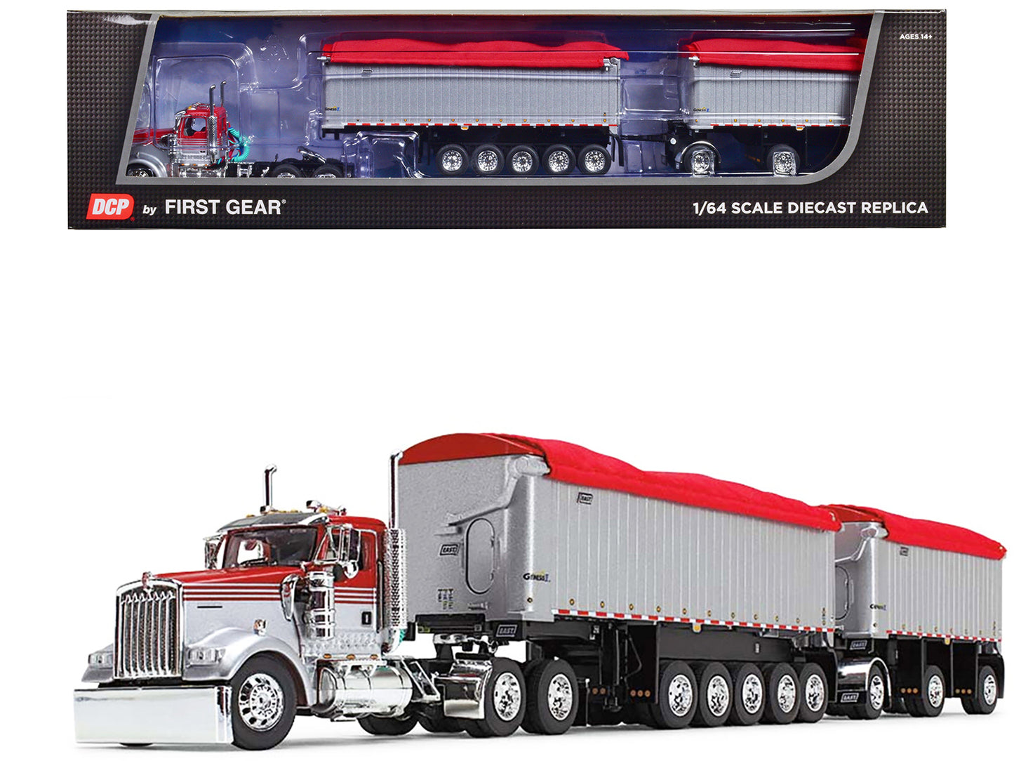 Kenworth W900L Day Cab Red Diecast Model Tractor Trailer 