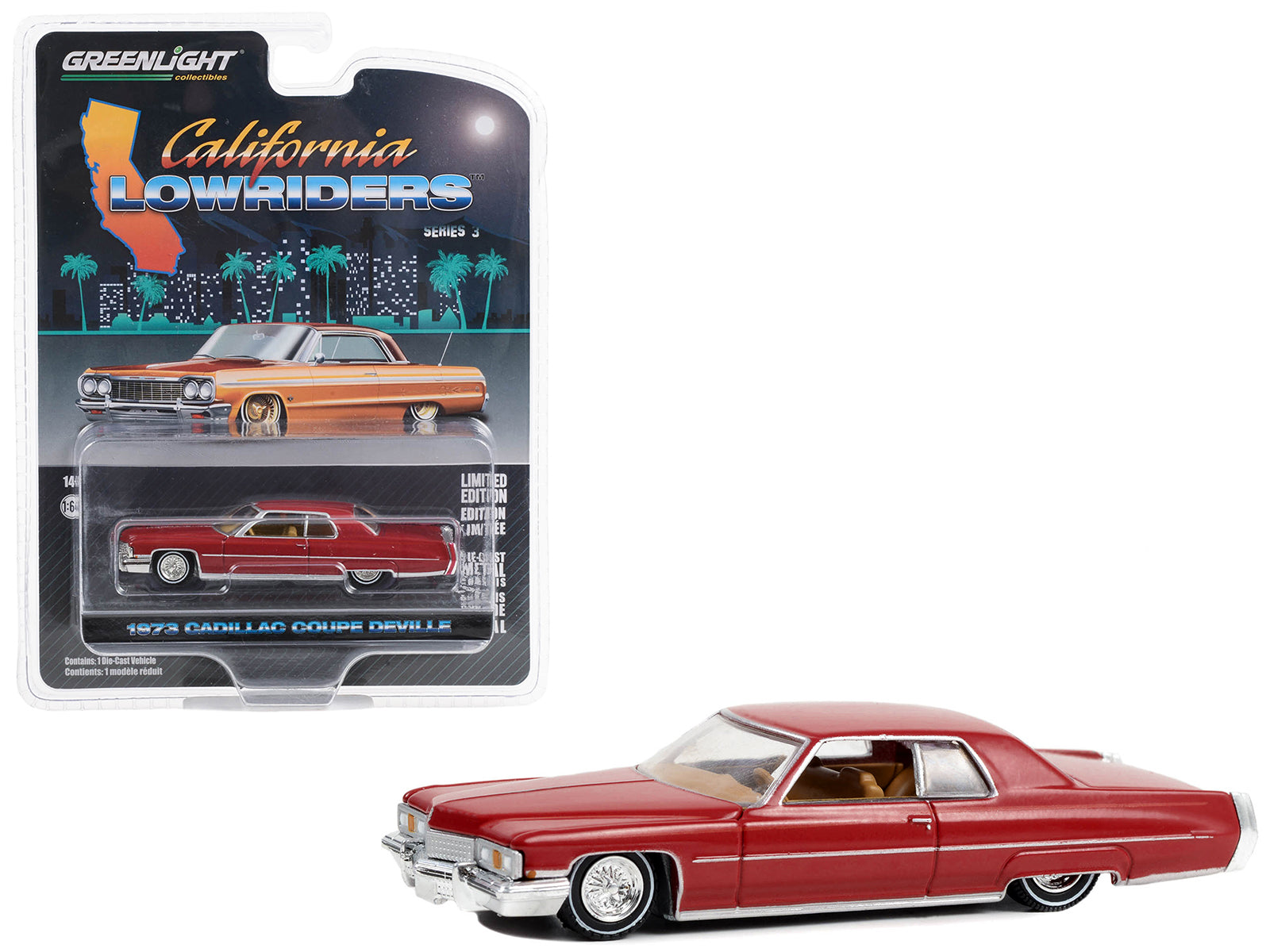 1973 Cadillac Coupe deVille Red Diecast Model Car Lowriders
