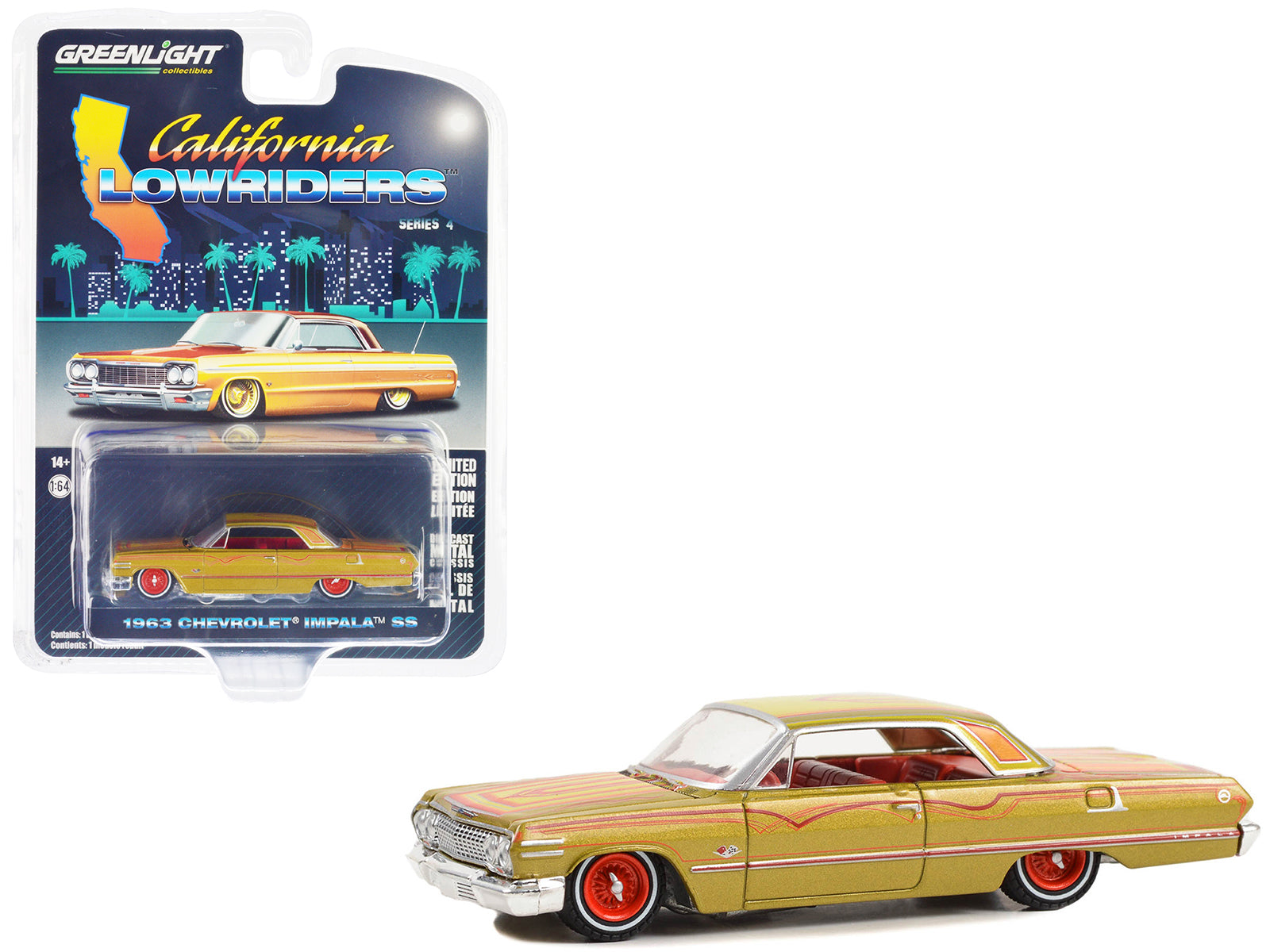 1963 Chevrolet Impala SS Gold Diecast Model Car Lowriders