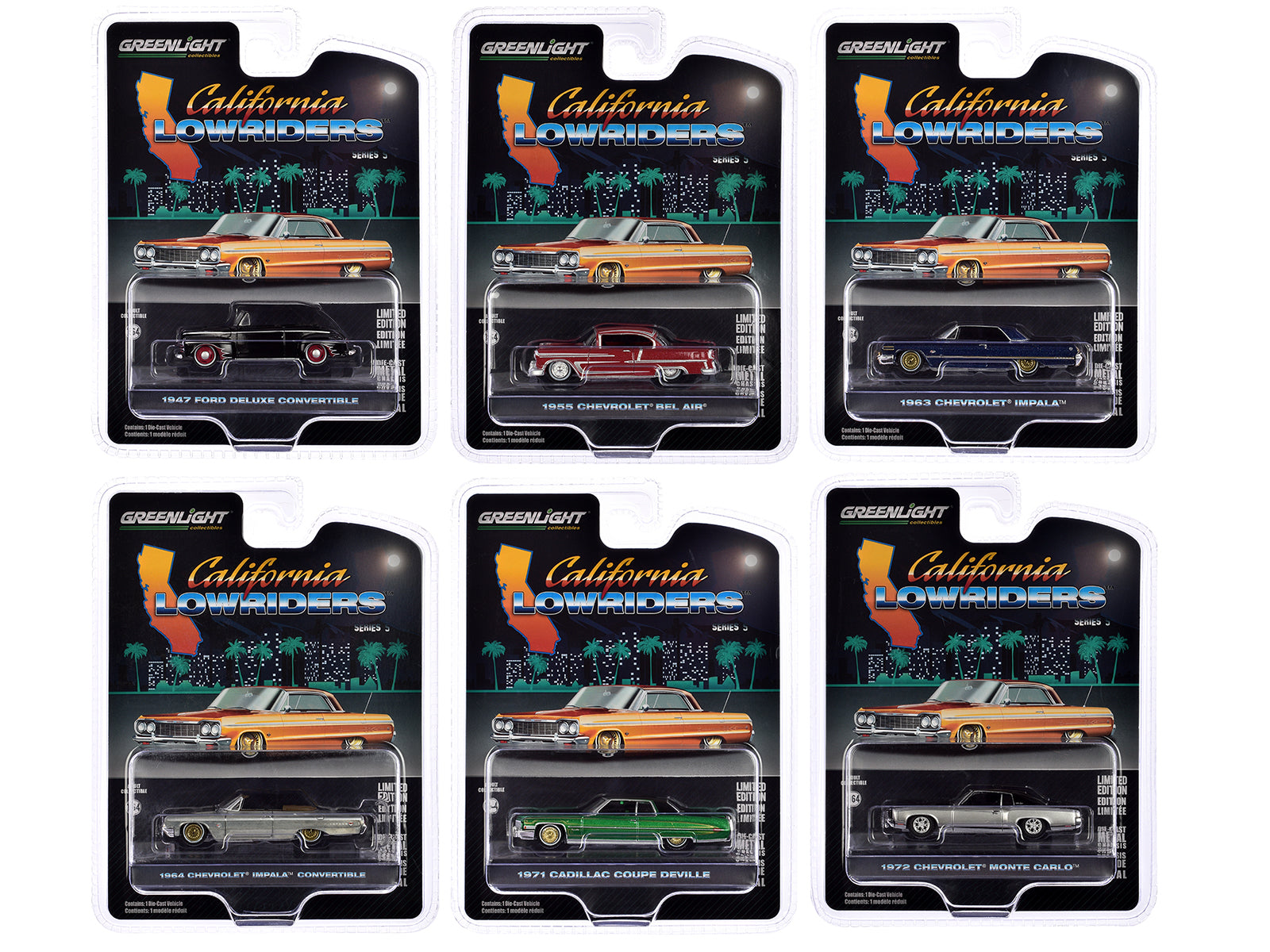 California Lowriders Set of  Diecast Model Car Lowriders