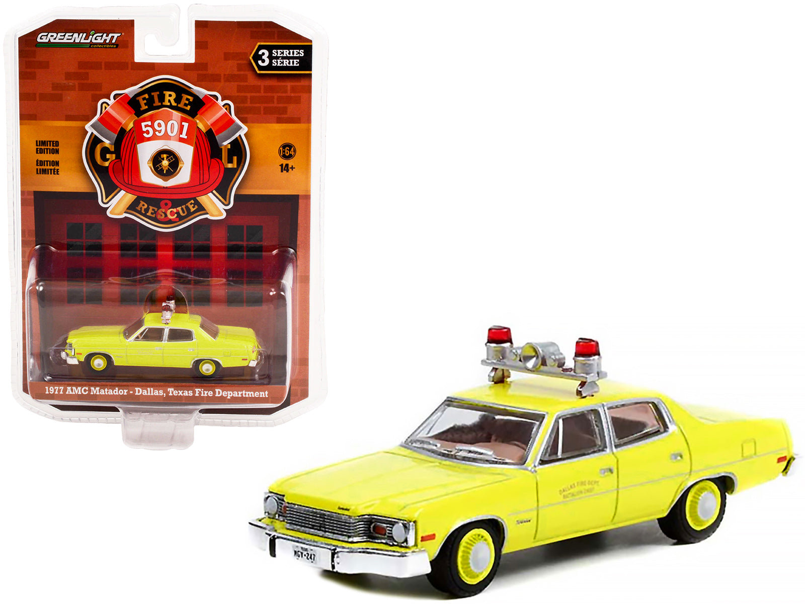 1977 AMC Matador  Yellow Diecast Model Car 